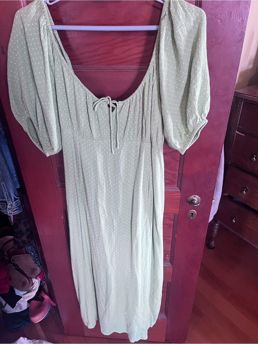 Billabong Green Puff-Sleeve Maxi Dress
